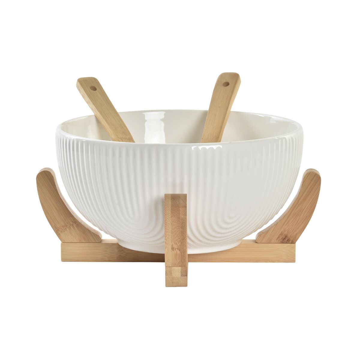 Salad Bowl DKD Home Decor 27 x 29 x 14 cm Natural Porcelain White 3