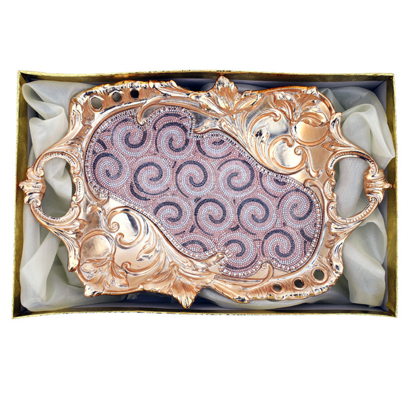 Ambrose Gold Plated Crystal Embellished Floral Ceramic Plate (16.5 In.