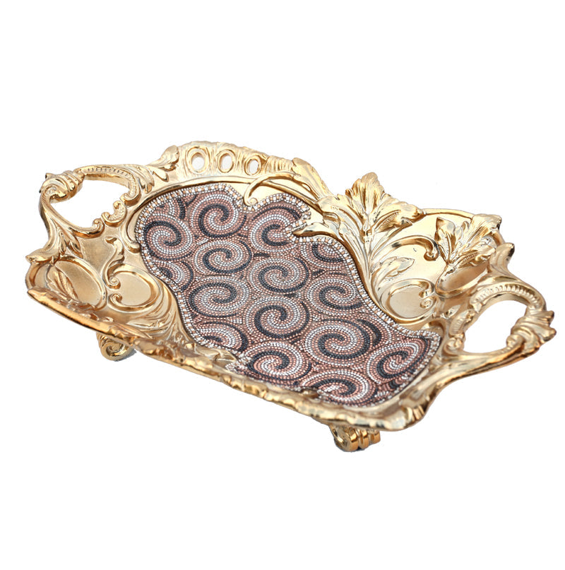 Ambrose Gold Plated Crystal Embellished Floral Ceramic Plate (16.5 In.