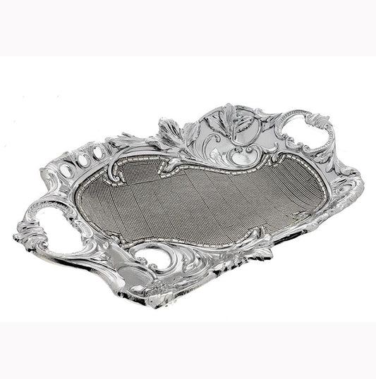 Ambrose Chrome Plated Crystal Embellished Floral Ceramic Plate (16.5