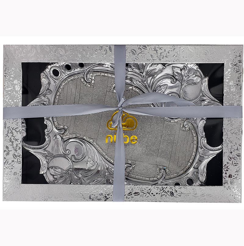 Ambrose Chrome Plated Crystal Embellished Floral Ceramic Plate (16.5