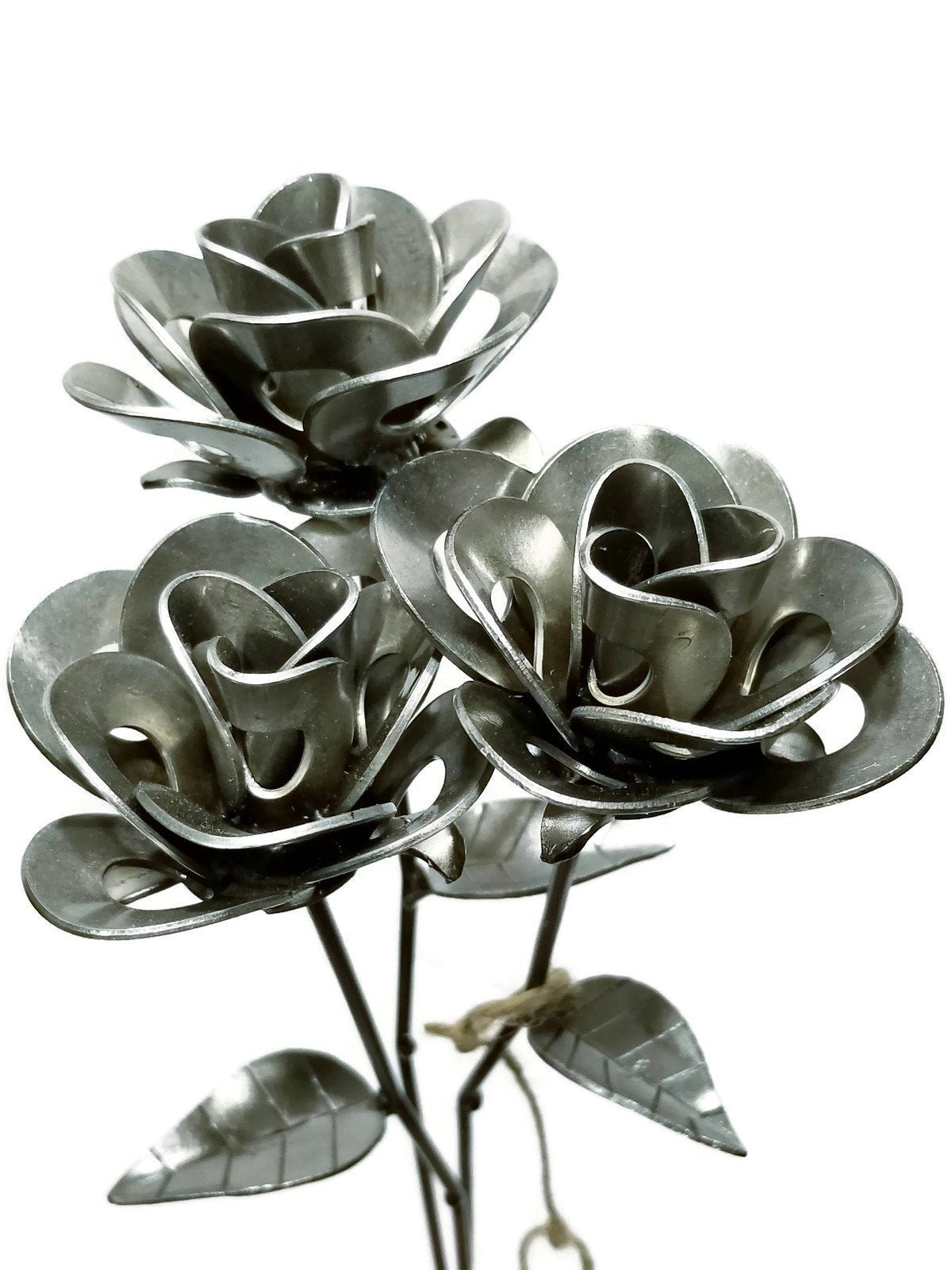 Three Metal Roses, Welded Steel Roses, Metal Immortal Roses, Steampunk